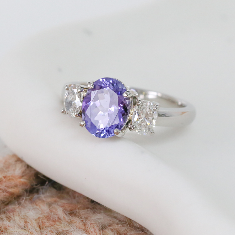 Tanzanite & Diamond 3 Stone Ring