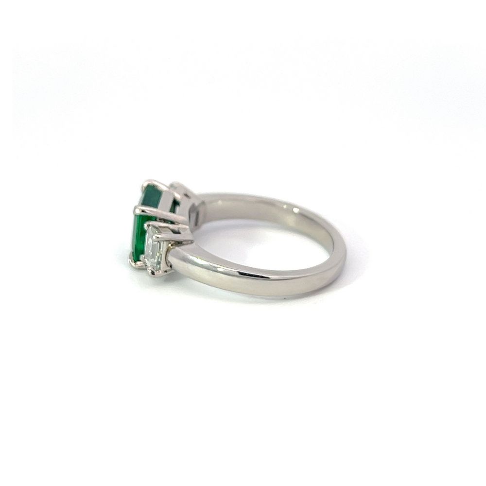 2.13ct Columbian Emerald & Diamond 3 Stone Ring In Platinum