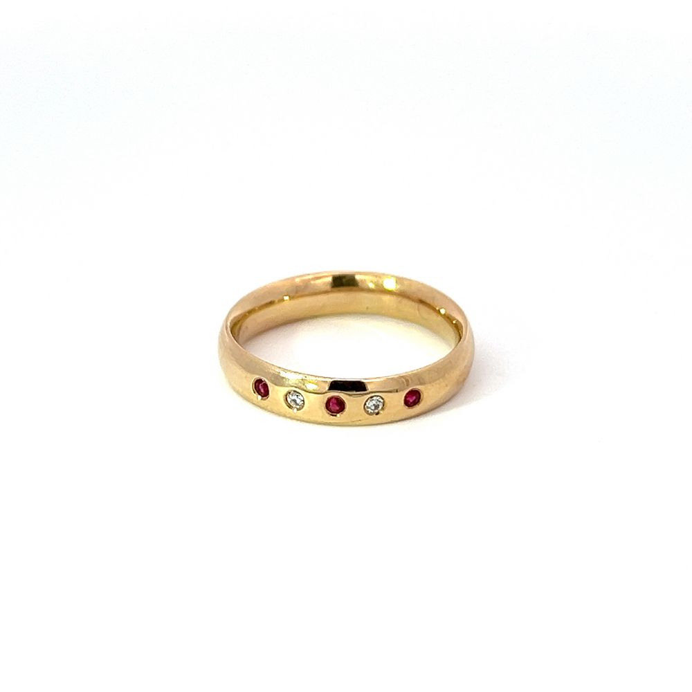 Ruby & Diamond Band in Yellow Gold