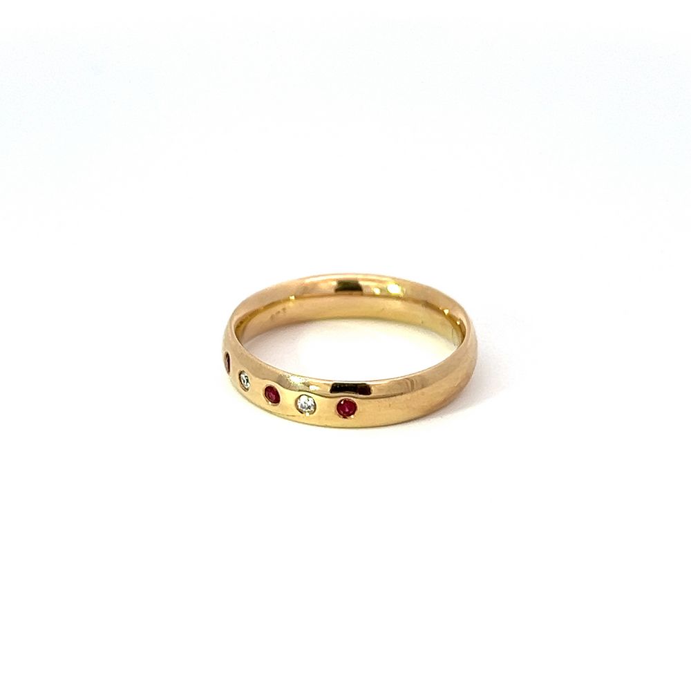 Ruby & Diamond Band in Yellow Gold