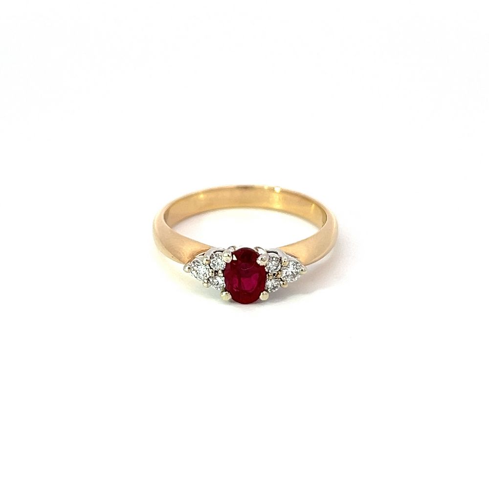 Ruby and Diamond Ring in Yellow & White Gold