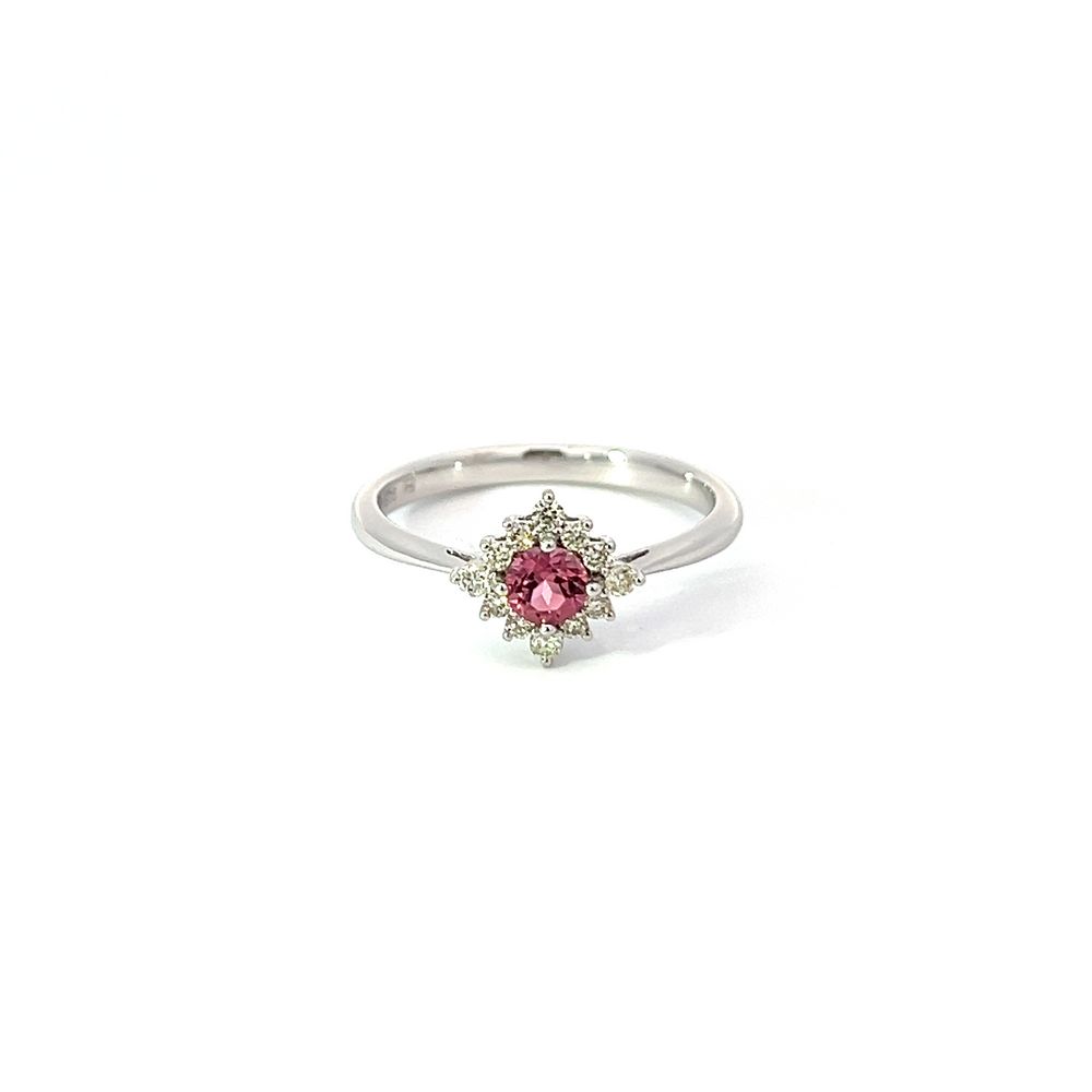 Pink Tourmaline & Diamond Halo Ring