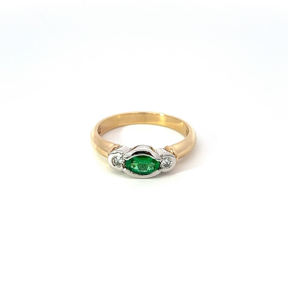 Emerald & Diamond Ring in Yellow and White Gold