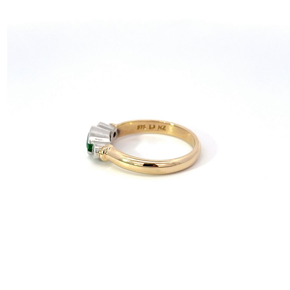 Emerald & Diamond Ring in Yellow and White Gold