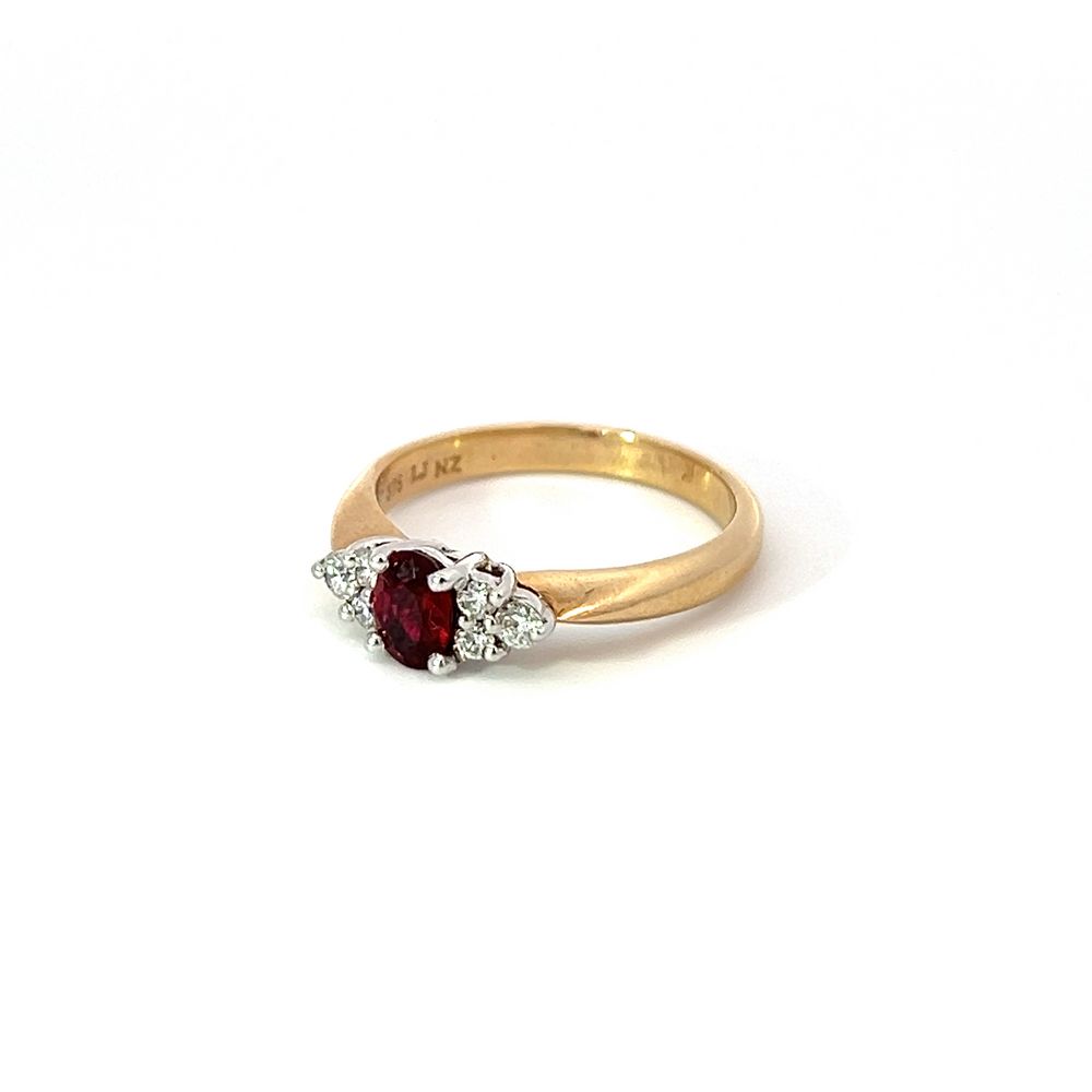 Oval Ruby and Diamond Ring in Yellow & White Gold