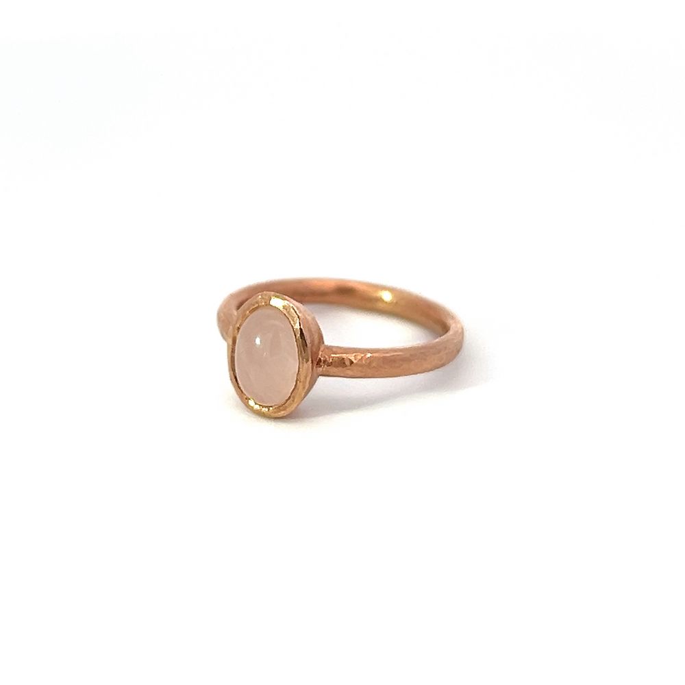 Rose Quartz Cabochon Ring in Matte Rose Gold