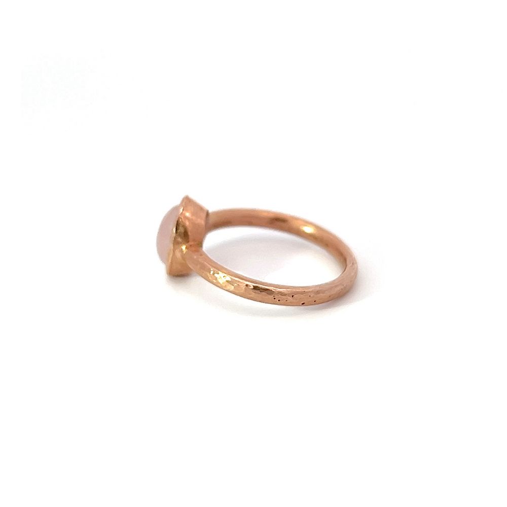 Rose Quartz Cabochon Ring in Matte Rose Gold