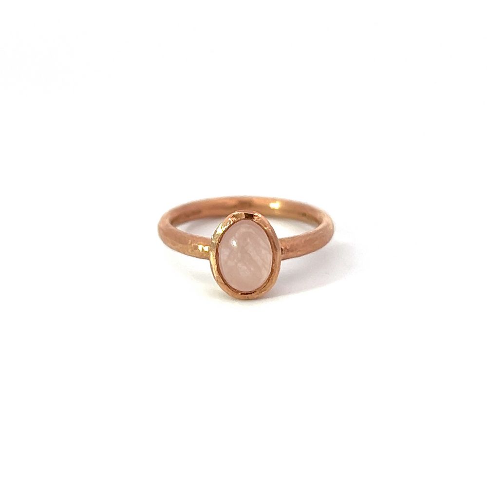 Rose Quartz Cabochon Ring in Matte Rose Gold