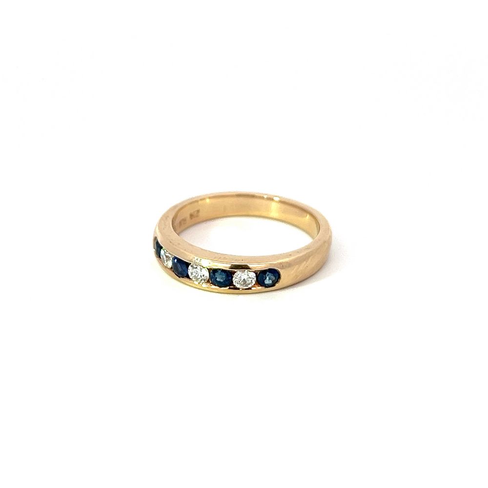 Sapphire & Diamond Channel Ring in Yellow Gold