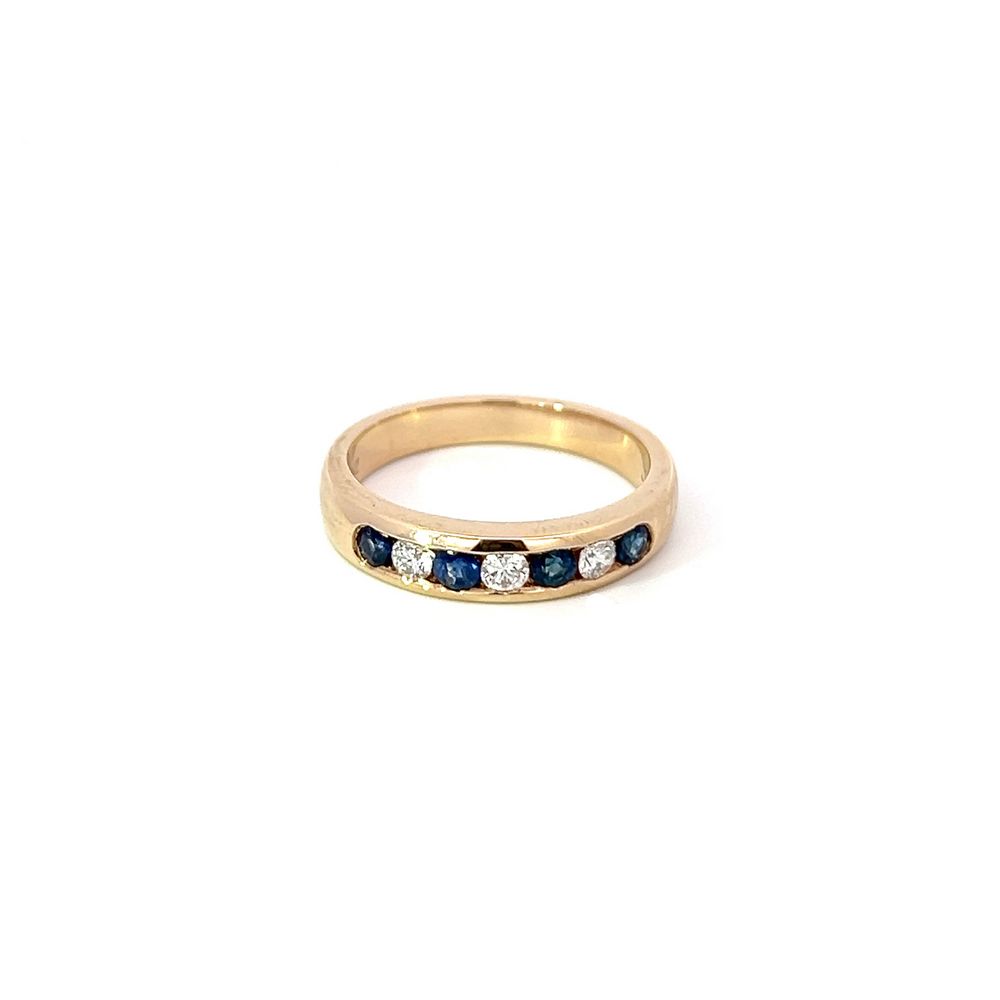 Sapphire & Diamond Channel Ring in Yellow Gold