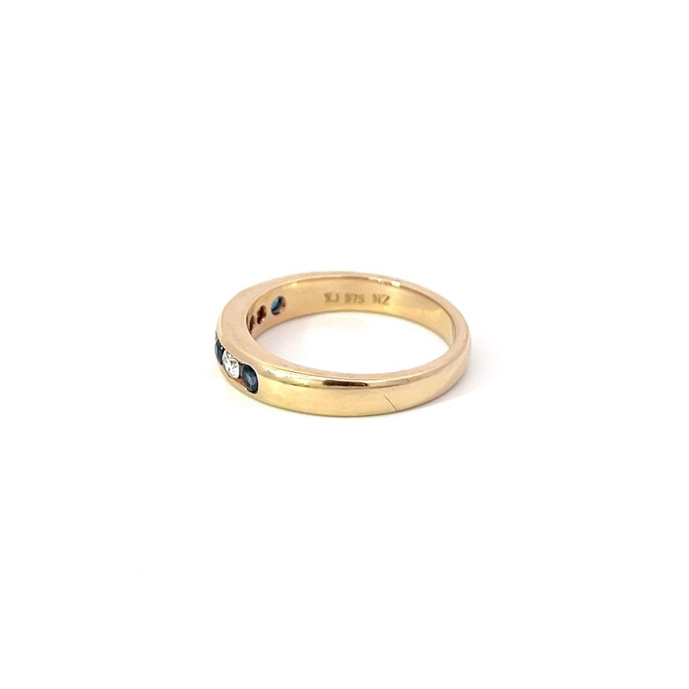 Sapphire & Diamond Channel Ring in Yellow Gold