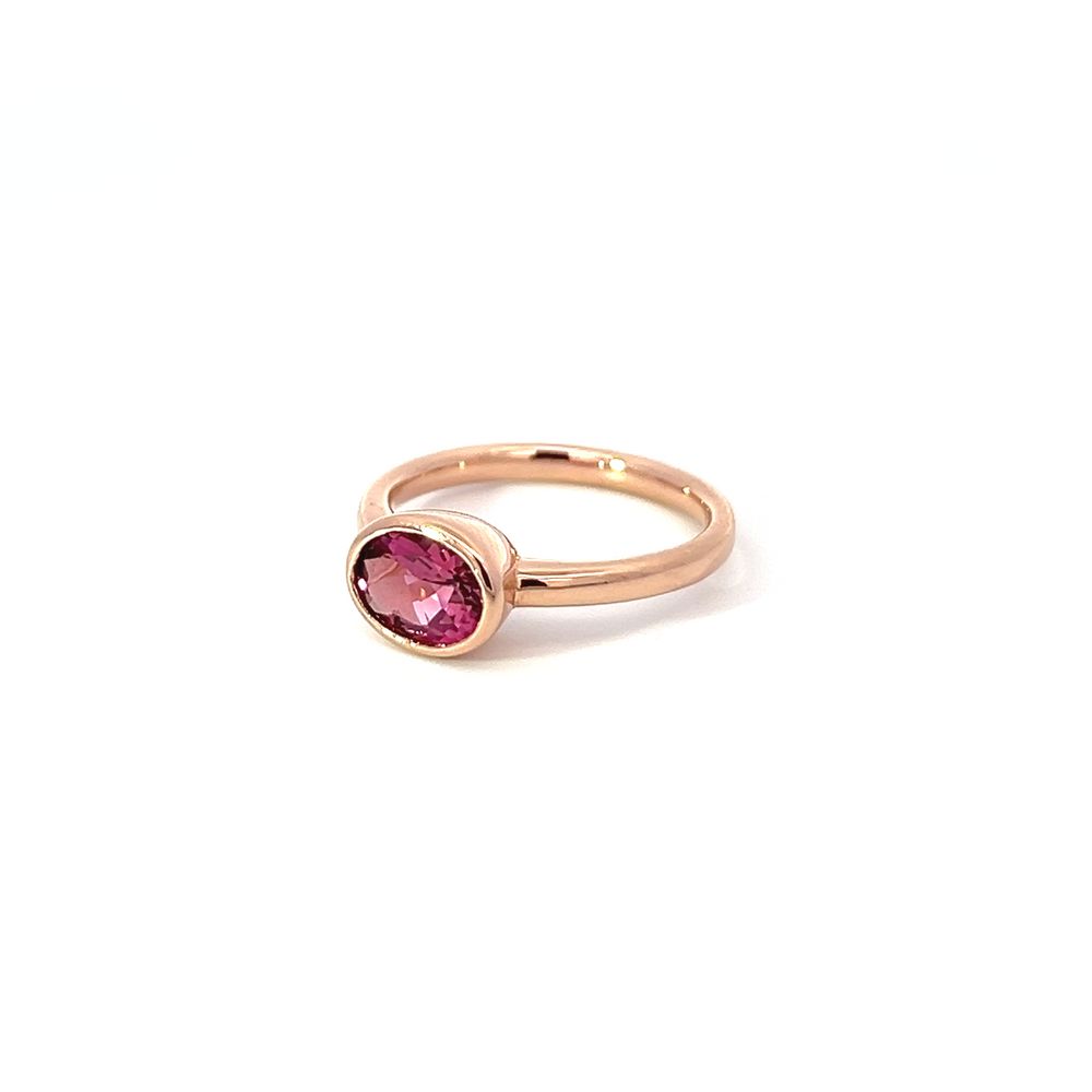 Pink Tourmaline Oval Solitaire Ring