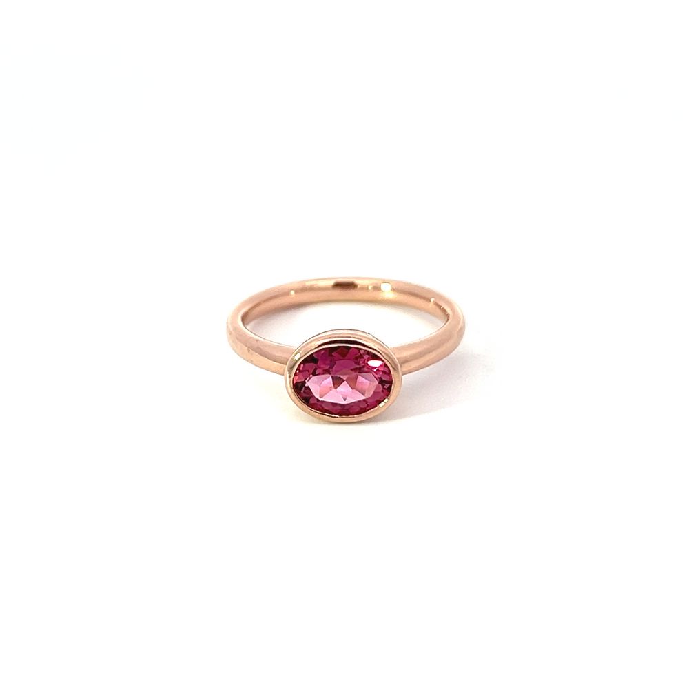 Pink Tourmaline Oval Solitaire Ring