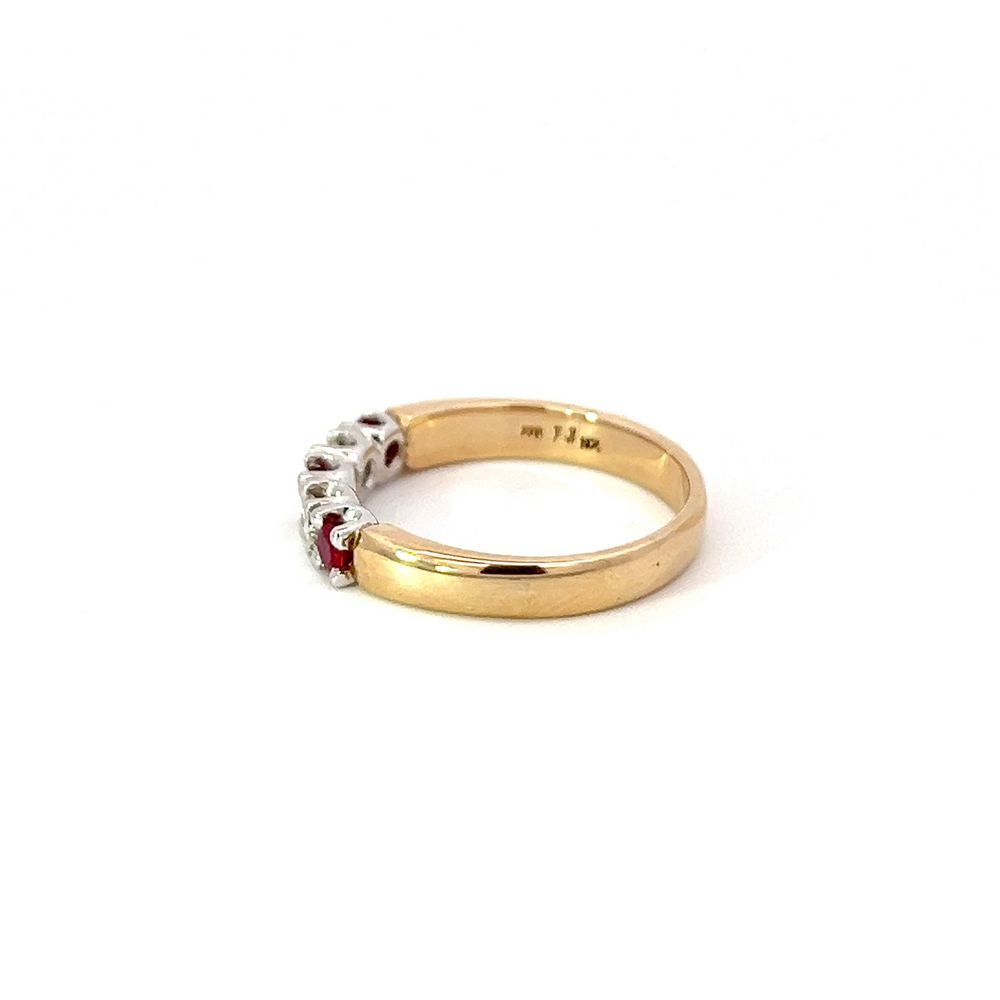 Ruby & Diamond 5 Stone Band in Two Toned Gold