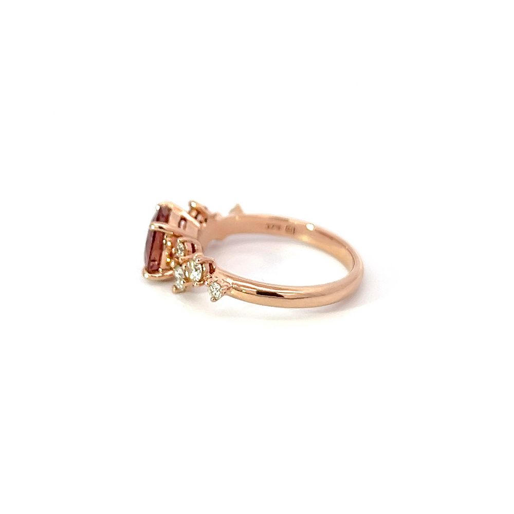 Pink Tourmaline & Diamond Asymmetric Cluster Ring