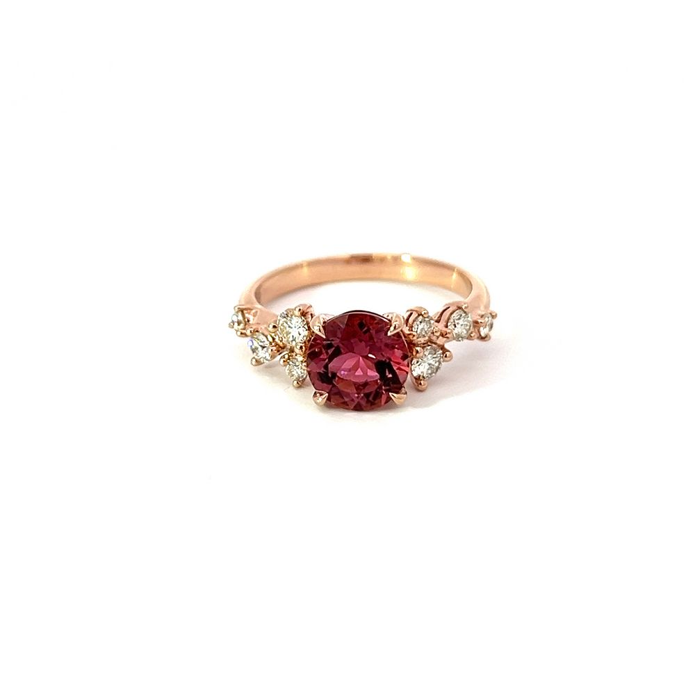 Pink Tourmaline & Diamond Asymmetric Cluster Ring