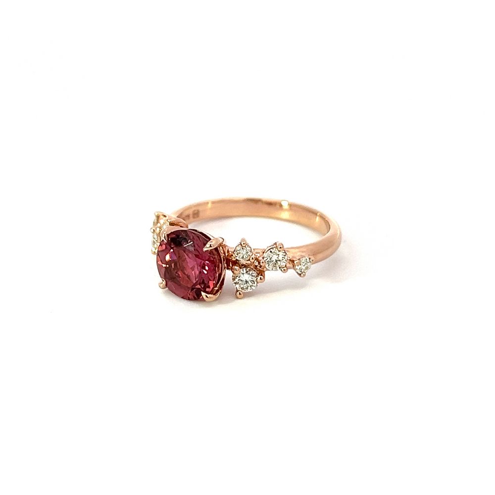 Pink Tourmaline & Diamond Asymmetric Cluster Ring