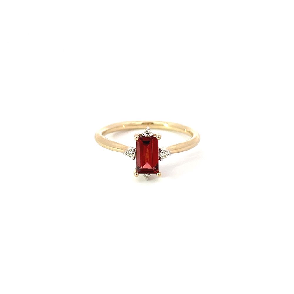 Garnet Baguette & Diamond Ring