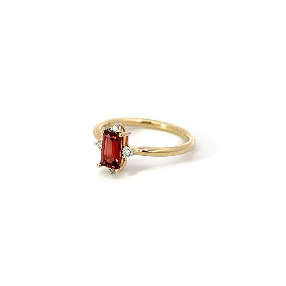 Garnet Baguette & Diamond Ring