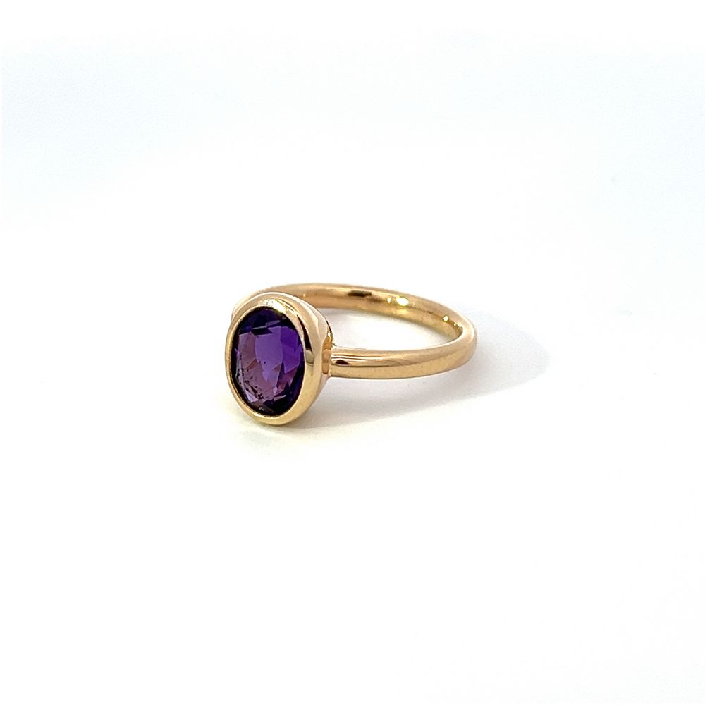 Amethyst Rubover Solitaire Ring