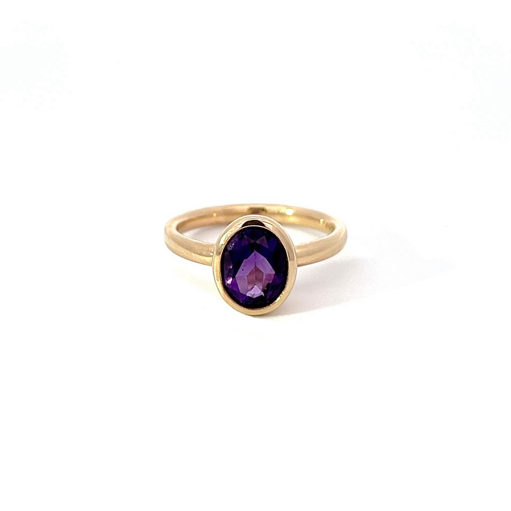 Amethyst Rubover Solitaire Ring