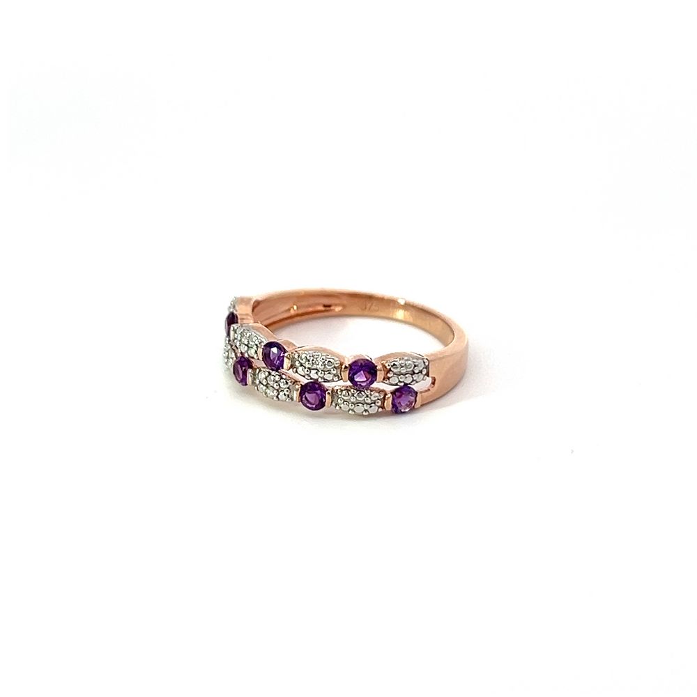 Amethyst Multi-Stone Ring in 9ct Rose & White Gold