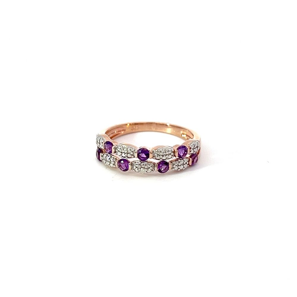 Amethyst Multi-Stone Ring in 9ct Rose & White Gold