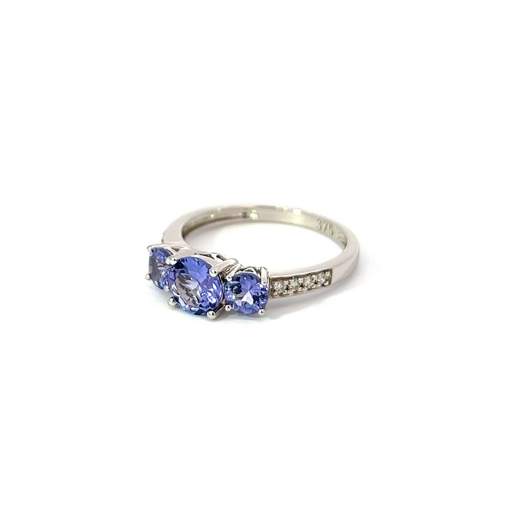 Tanzanite 3 Stone Ring in White Gold