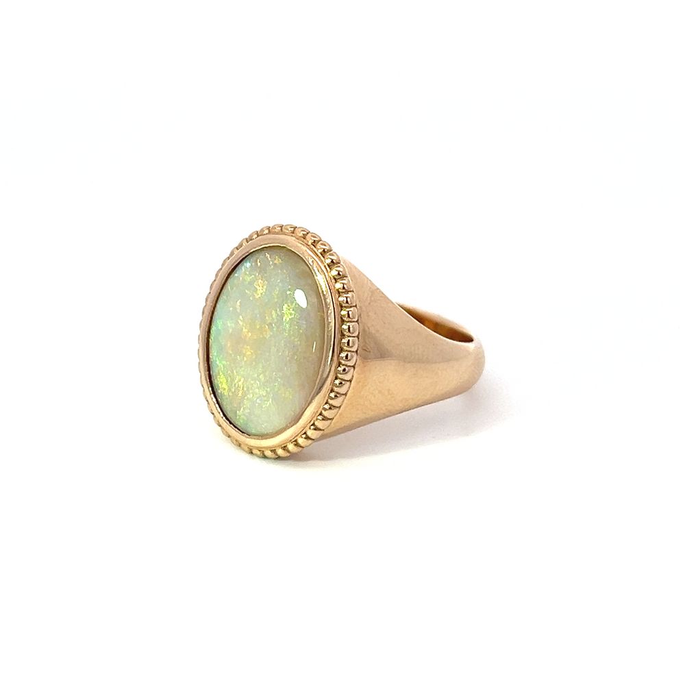 4.71ct Oval White Opal Signet Ring