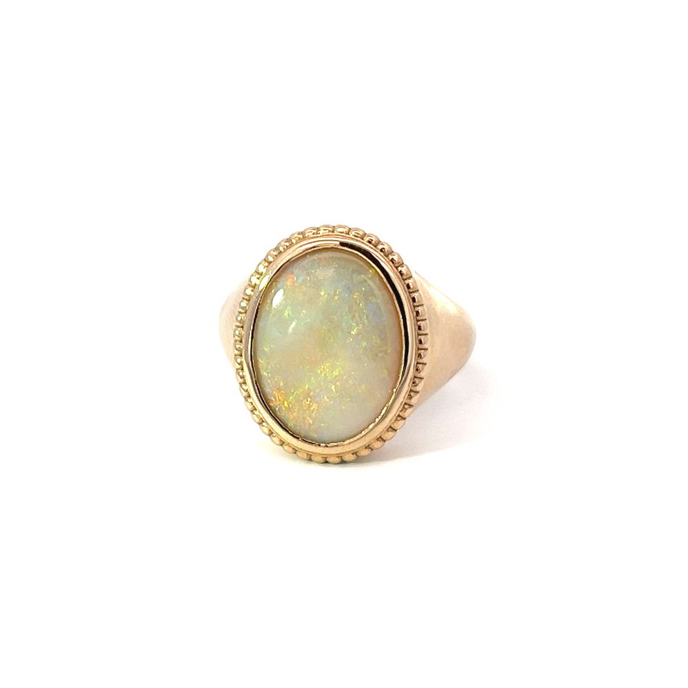 4.71ct Oval White Opal Signet Ring