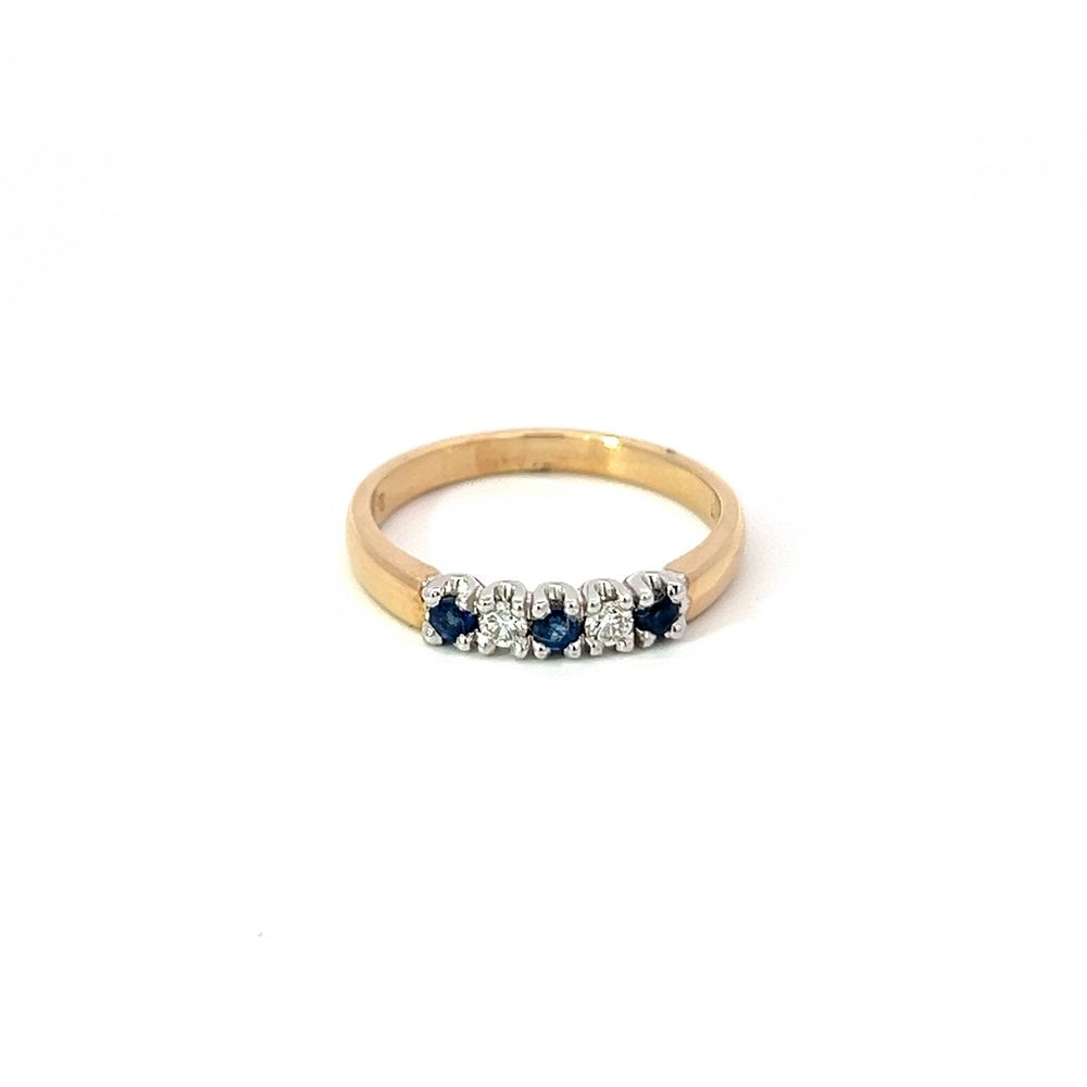 Sapphire & Diamond 5 Stone Ring In Two Tone Gold