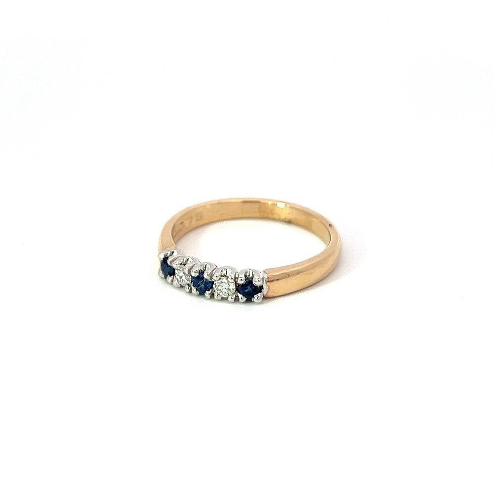 Sapphire & Diamond 5 Stone Ring In Two Tone Gold