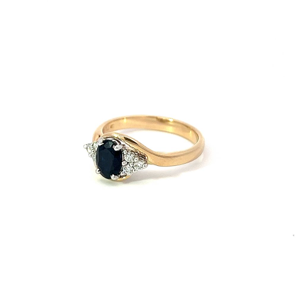 Oval Sapphire & Diamond Curved Ring