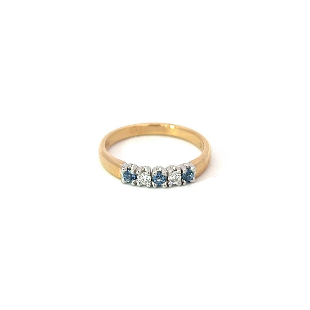 Ceylon Sapphire & Diamond 5 Stone Ring