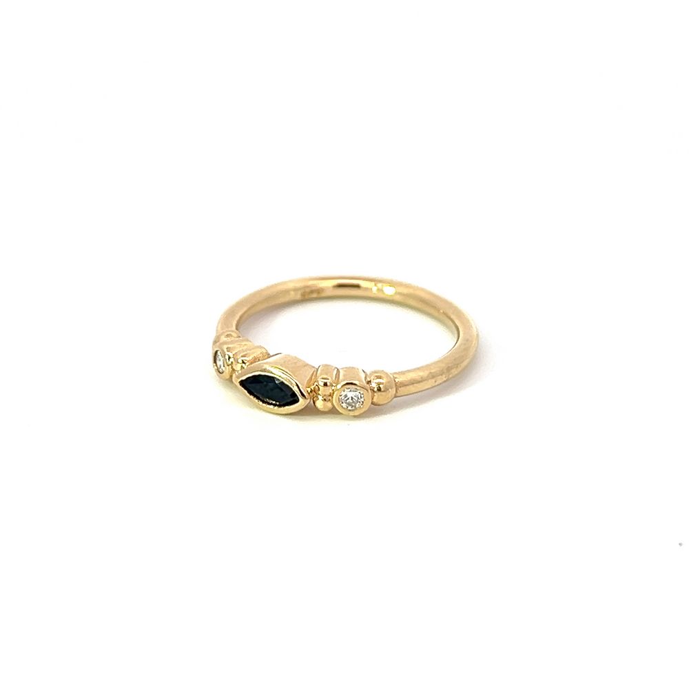 Petite Marquise Sapphire & Diamond Ring in Yellow Gold