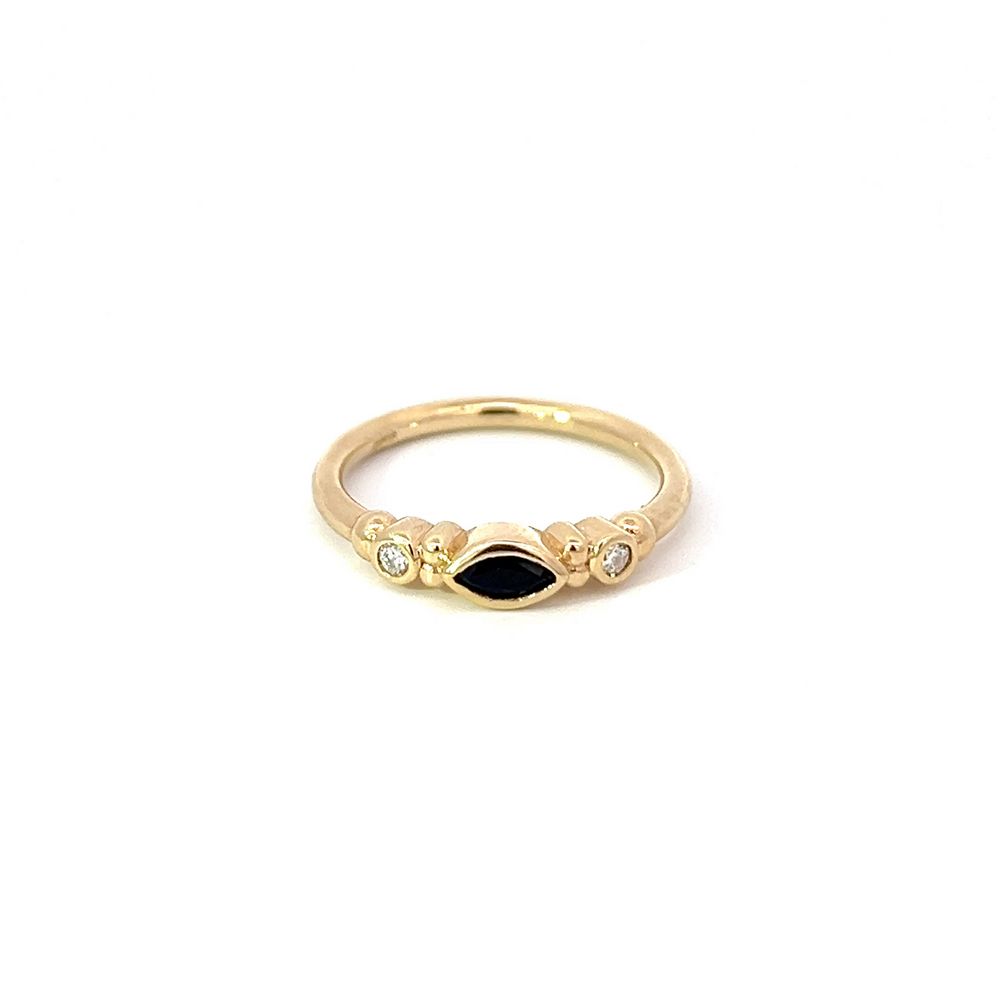 Petite Marquise Sapphire & Diamond Ring in Yellow Gold