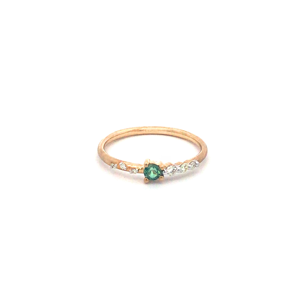 Petite Mint Tourmaline & Diamond Ring in 9ct Gold