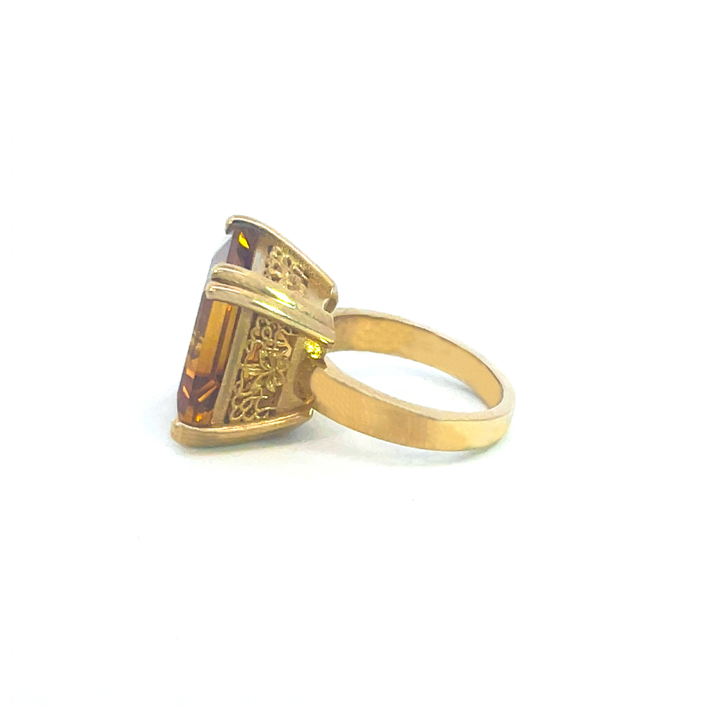 Statement Square Step Cut Citrine Cocktail Ring in Gold
