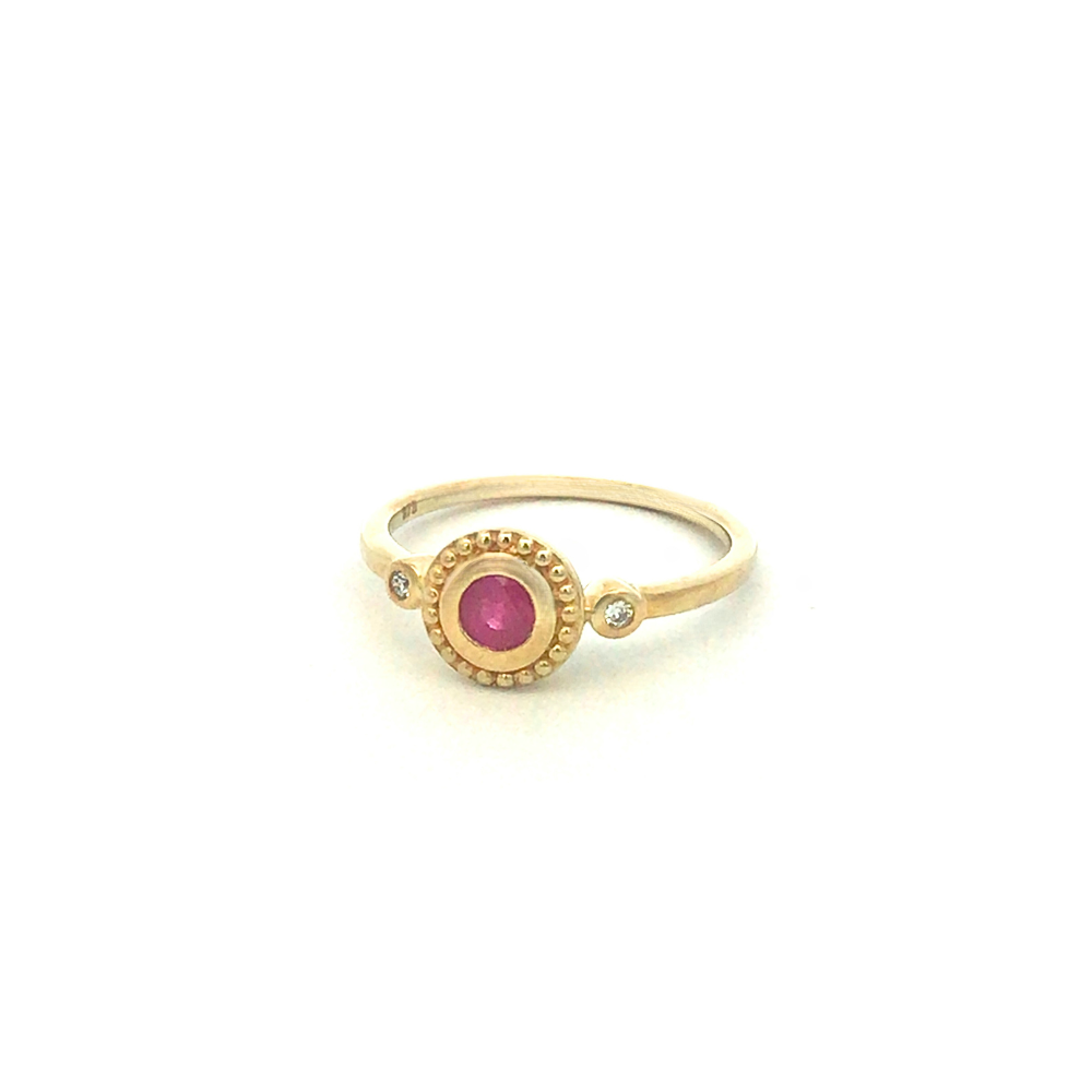 Ruby and Diamond Rubover Ring in 9ct Gold