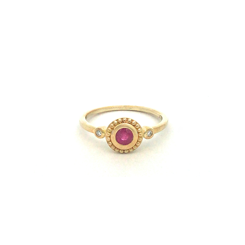 Ruby and Diamond Rubover Ring in 9ct Gold