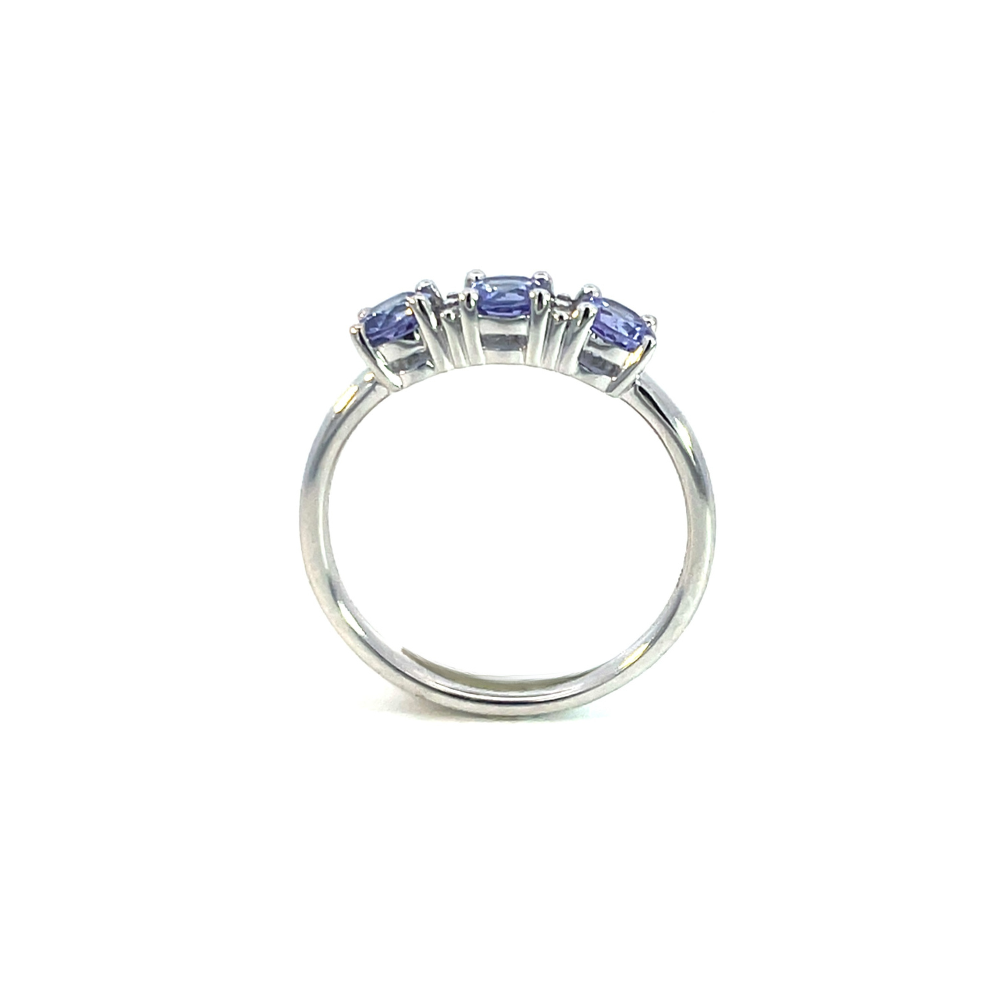 Tanzanite and Diamond Claw Set Ring in 9ct White Gold