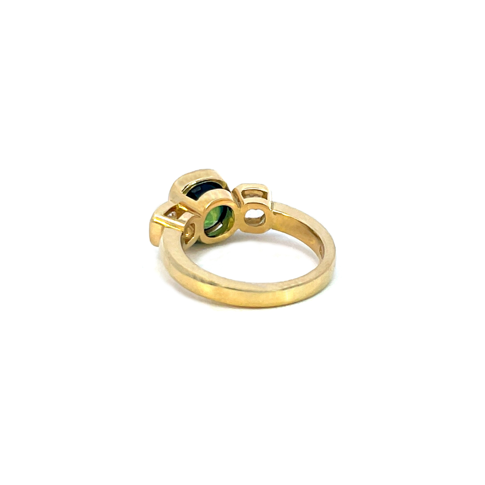 Handmade 3.28 Cushion-Cut Parti-Sapphire & Diamond Ring in 18ct Gold