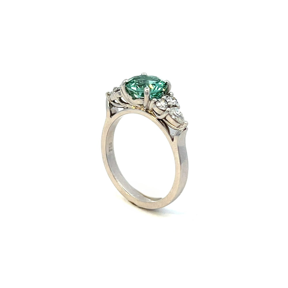 1.55ct Seafoam Tourmaline and Diamond 18ct White Gold Ring