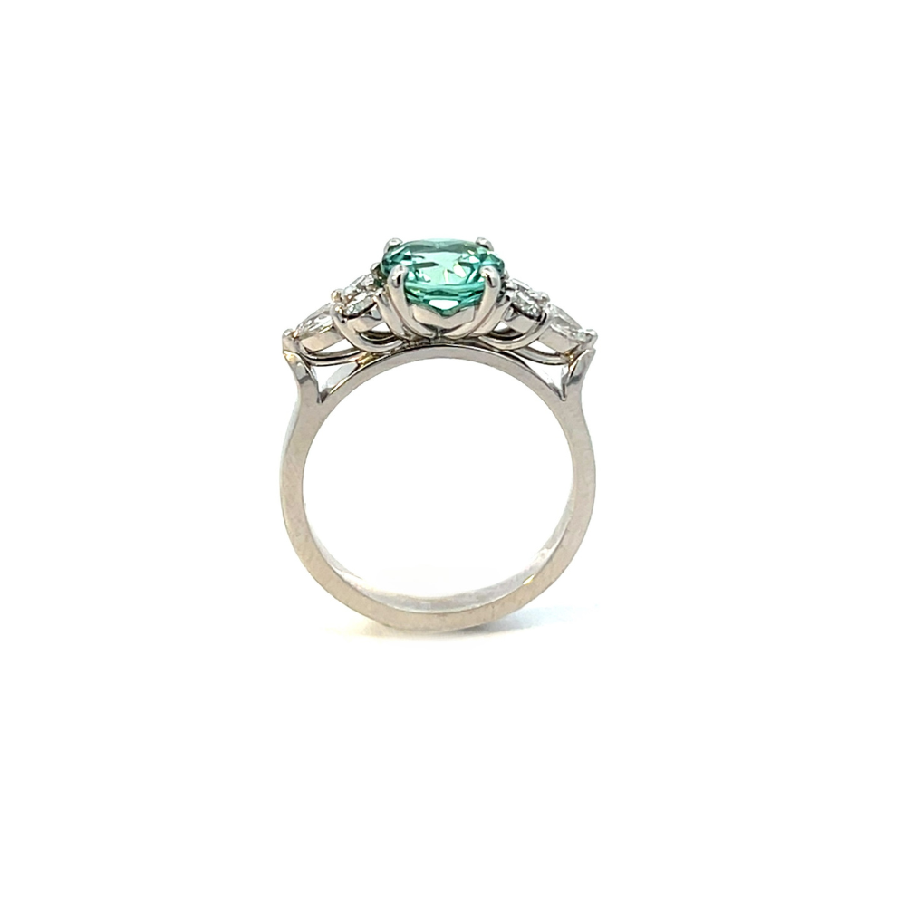 1.55ct Seafoam Tourmaline and Diamond 18ct White Gold Ring