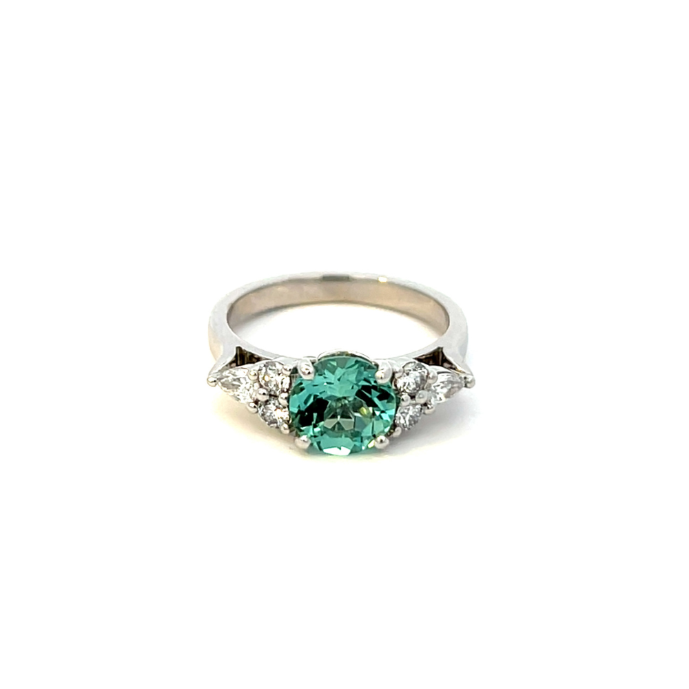 1.55ct Seafoam Tourmaline and Diamond 18ct White Gold Ring