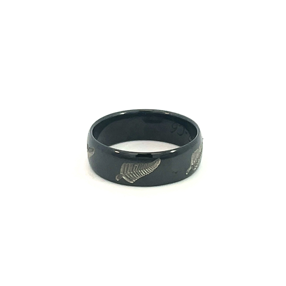 ZIRO Black Zirconium Skull Patterned 7mm Band