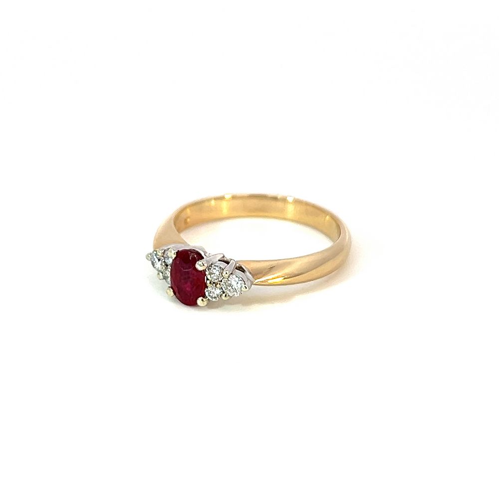 Ruby and Diamond Ring in Yellow & White Gold