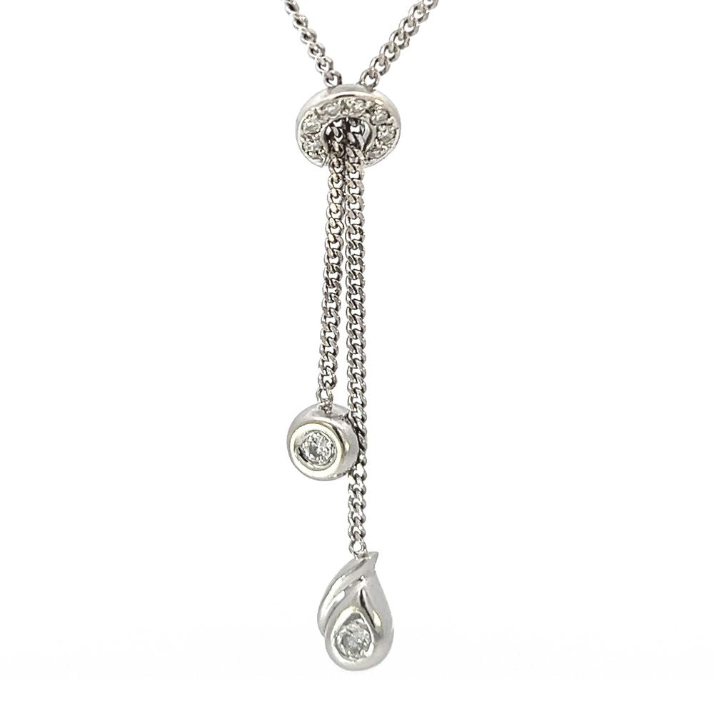 18ct White Gold & Diamond Drop Pendant