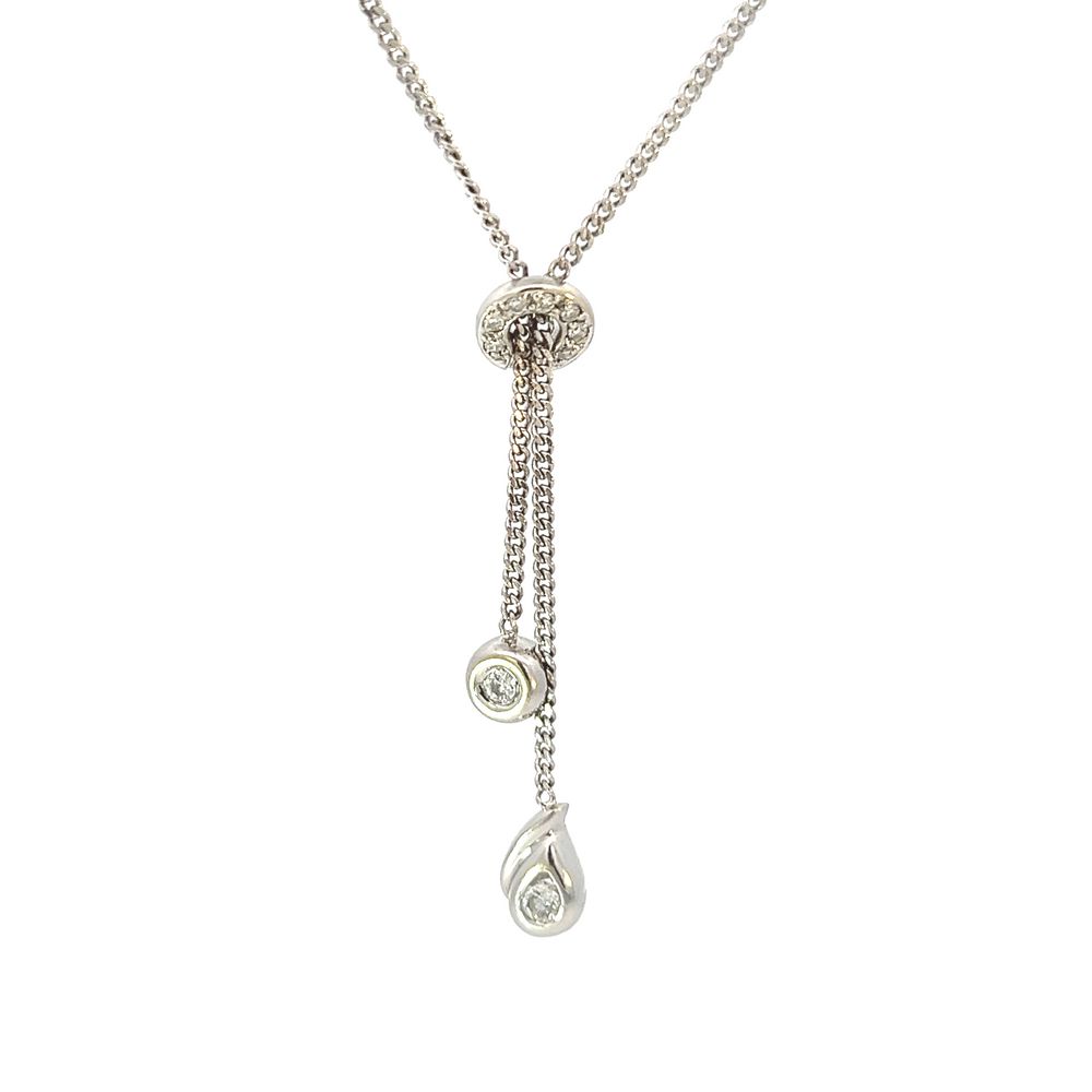 18ct White Gold & Diamond Drop Pendant