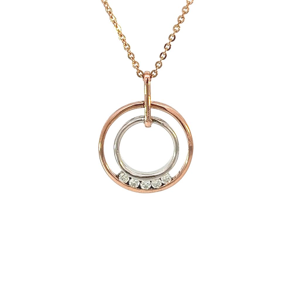 9ct Bi-Tone Circle Diamond Pendant